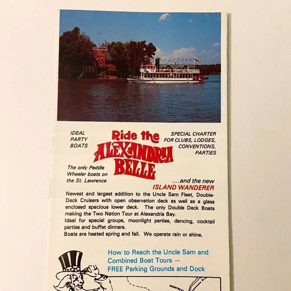Vintage 1000 Island Uncle Sam Boat Tour Alexandria Bay NY Travel Guide Brochure - Picture 5 of 12